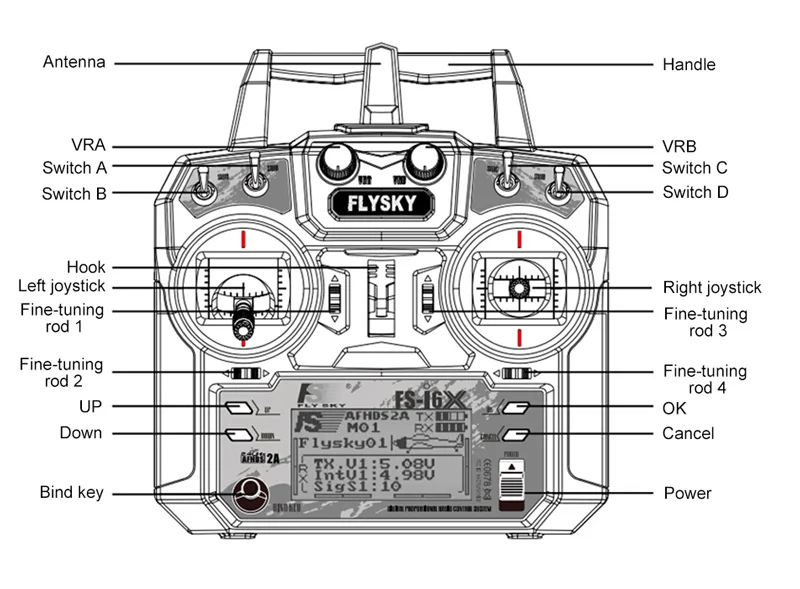 FLYSKY FS-i6X I6X AFHDS 2A RC Transmitter with X6B IA6B IA10B Receiver 10CH 2.4GHz for Aairplane Helicopter FPV Racing Drones