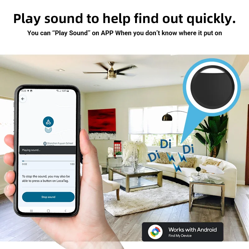 Rastreador GPS Bluetooth para teléfonos Android, 4 Uds., funciona con Google Find My App, buscador de llaves, etiqueta inteligente para mascotas para Xiaomi, Samsung, Tenco