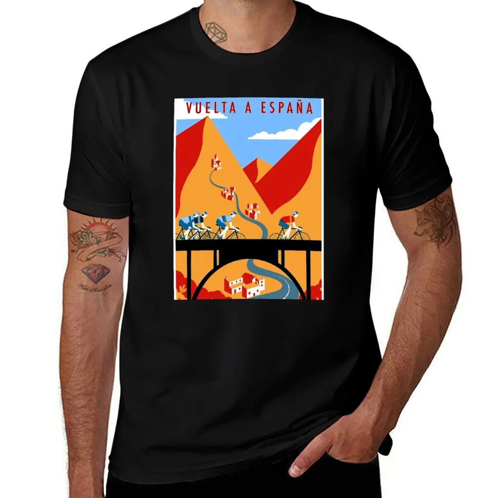 VUELTA A ESPANA Vintage Bicycle Racing Print T-Shirt Minimal Art Print T-Shirt