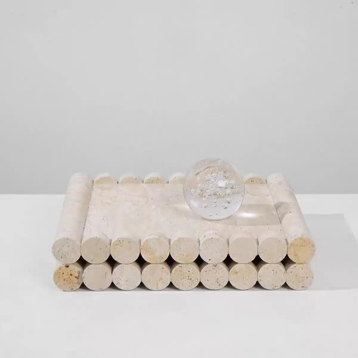 Modern Article Marble Tray Ornament Creative Home Decoration Art Living Room Hotel Party Supplies Storage Tray Original Design