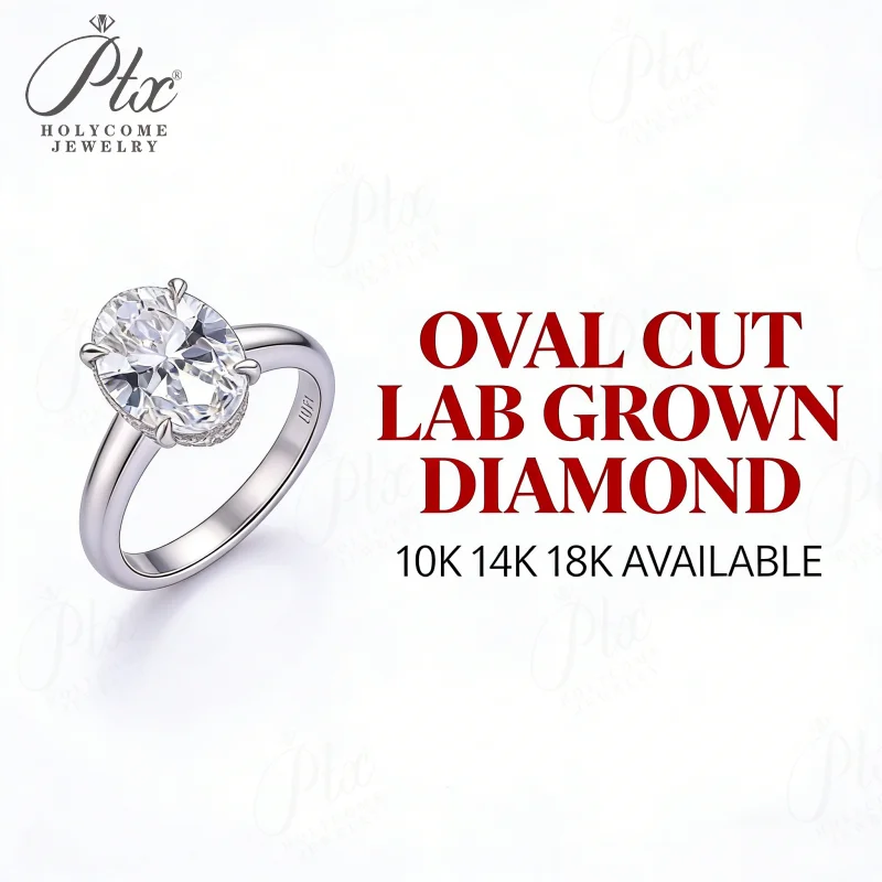 

Lab Grown Diamond Ring 1ct/2ct/3ct Oval Cut D VVS1 10K/14K/18K Gold Dainty Luxury Daily Wear Jewelry