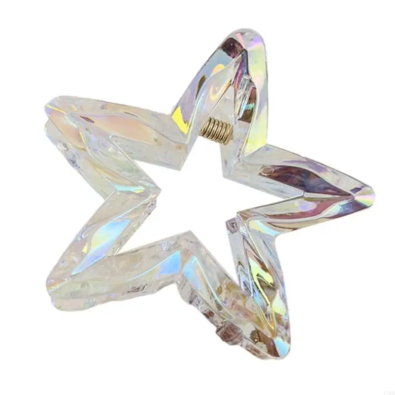 Clip scintillante a forma stella acrilica a forma stella Accessorio per capelli in resina leggera per lo styling