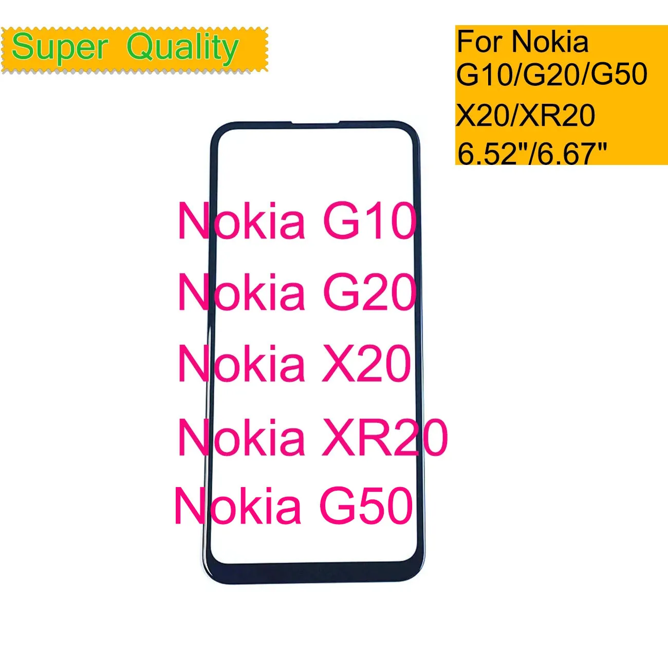 10Pcs/Lot For Nokia G10 G20 G50 Touch Screen Front Glass Panel LCD Outer Lens For Nokia X20 XR20 Front Glass With OCA