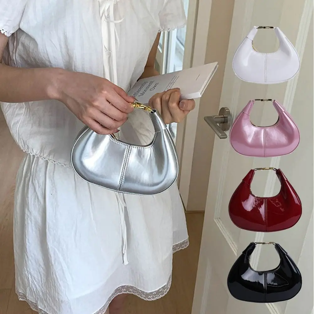Niche Solid Color Half-moon Crescent Bag Simple Y2k Pu Leather Handbag Versatile Leisure Women's Coin Purses Minimalist