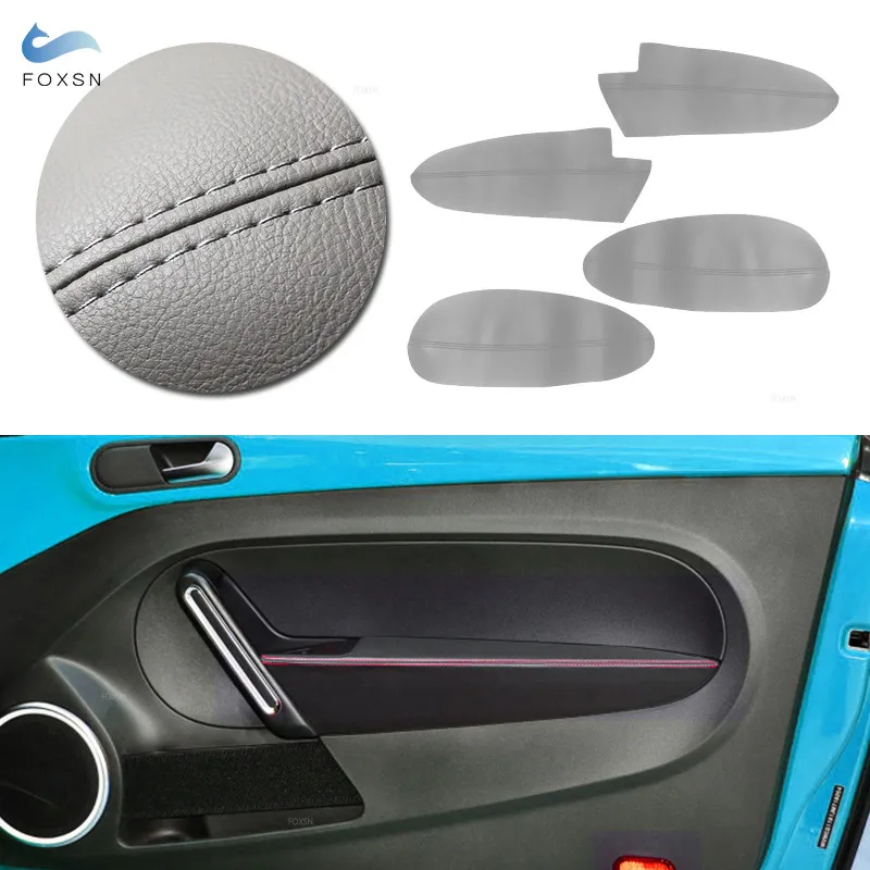 For VW Beetle 2012 2013 2014 2015 2016 2017 2018 2019 Microfiber Leather Car Inner Door Handle Armrest Panel Cover Accessories