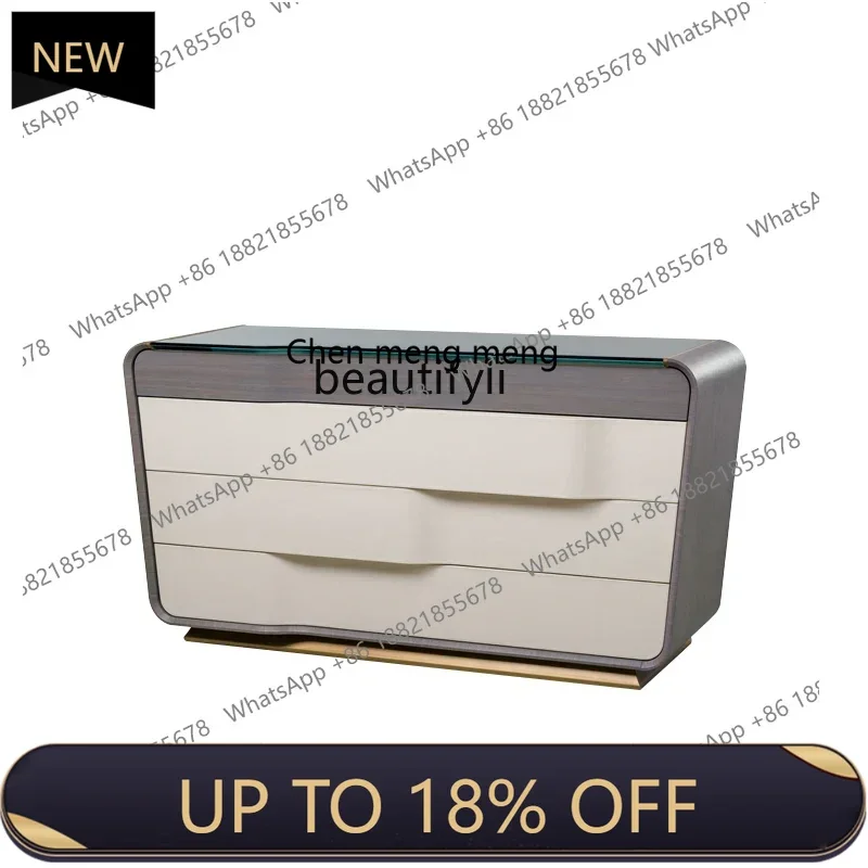 

P178 Italian TV Bench for Bedroom High Storage Solid Wood Chest of Drawers Style Master Bedroom Furniture