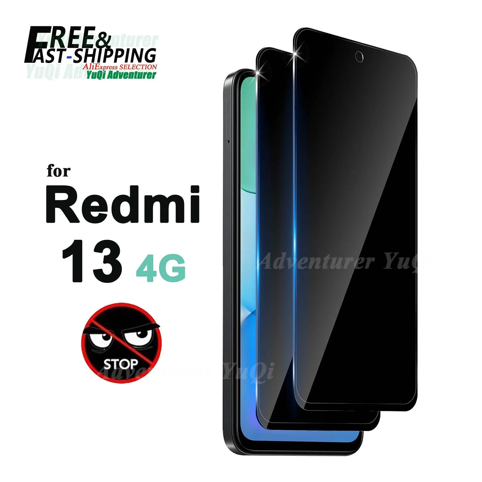 Anti Spy Screen Protector For Xiaomi Redmi 13 4G Privacy Tempered Glass 9H Anti Peep Scratch High Aluminum