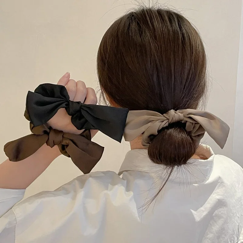 

Elegant Temperament Satin Big Bow Hair Rope for Woman Korean Style No Damage Hair Hair Rope Fashion Girl High Ponytail Scrunchie