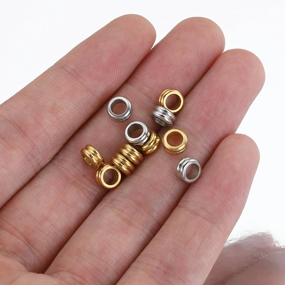 10pcs 6mm Stainless Steel Loose Beads Gold Color Big Hole Spacer Beads for DIY Jewelry Making Beads Bracelet Necklace Findings image 3
