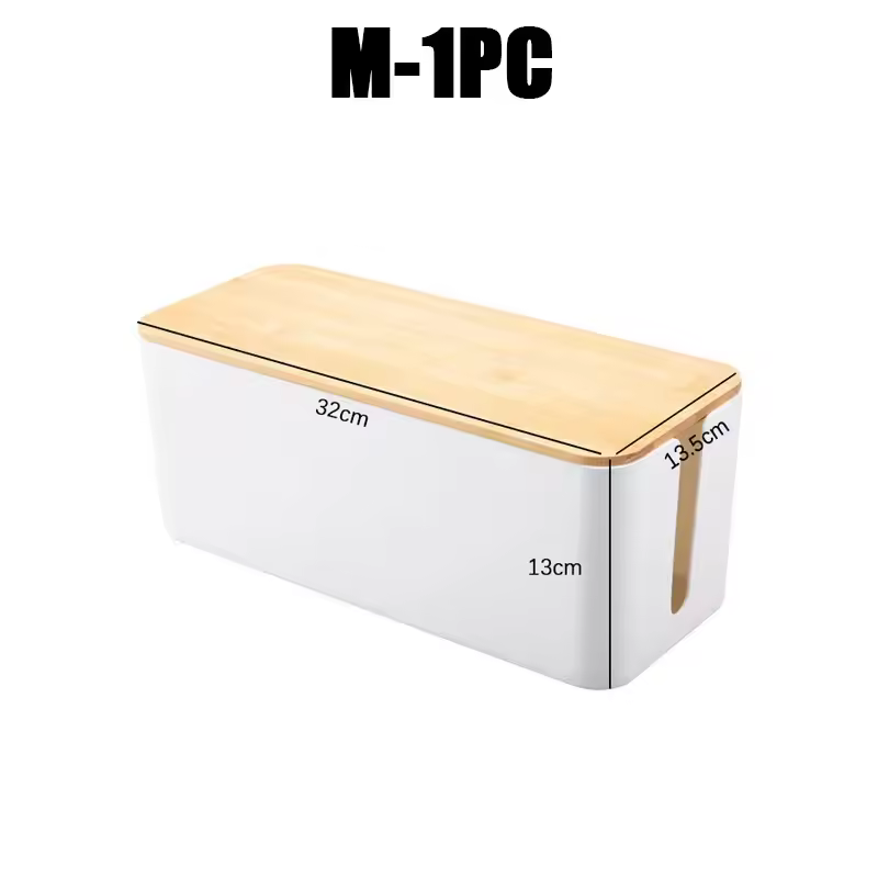 대나무 뚜껑이 있는 케이블 정리함