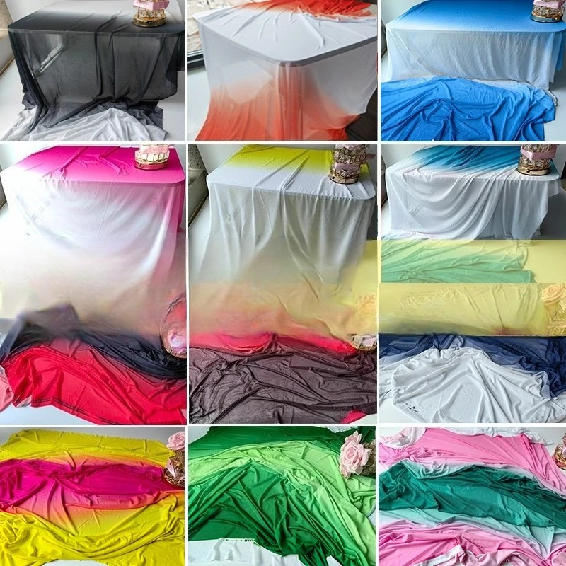 Image of Farbverlauf Stretch Spandex Mesh Stoff für Kleid Performance Kleidung Dekoration handgemachte Diy Nähen Tuch Meterware
