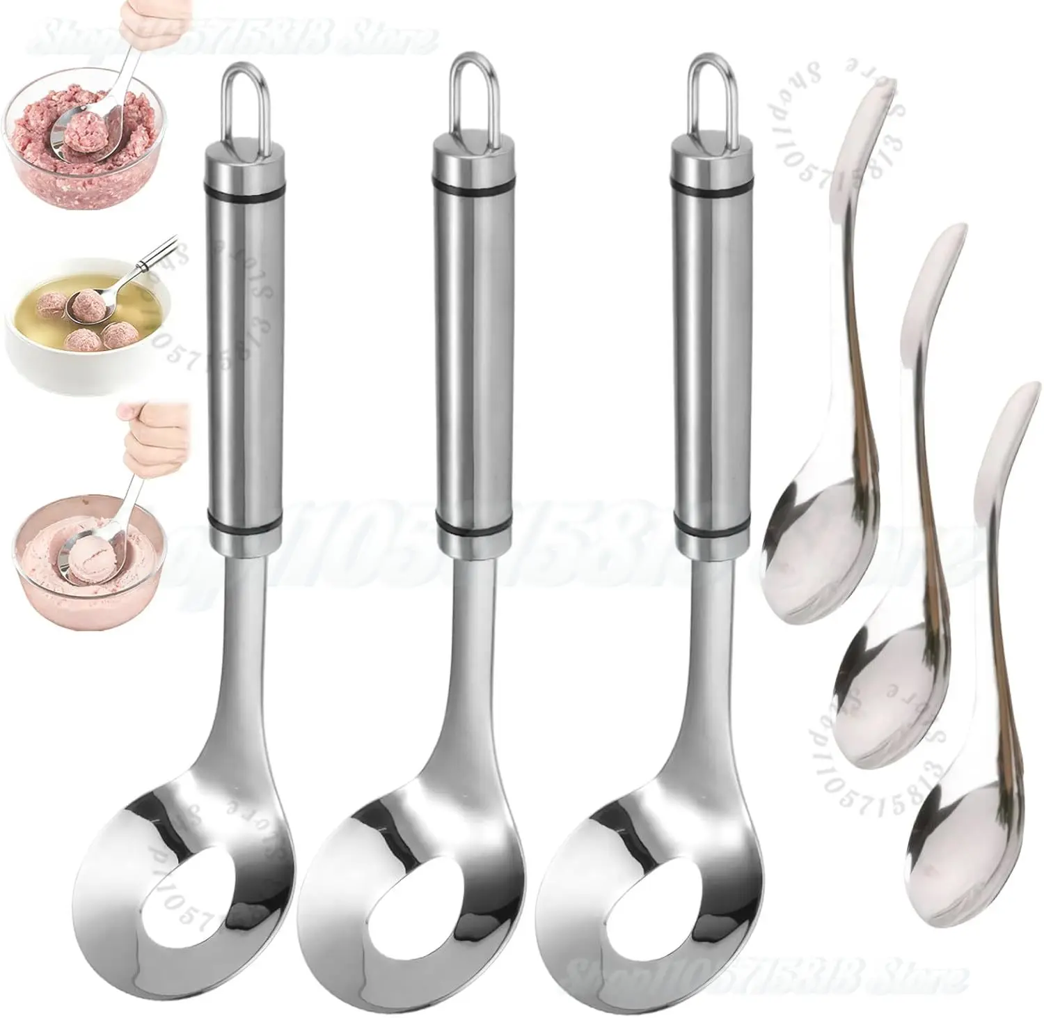 New Stainless Steel Meatball Maker,Meatball Maker Spoon,Stainless Steel Meatball Maker Spoon with Hole Convenient Storage Design