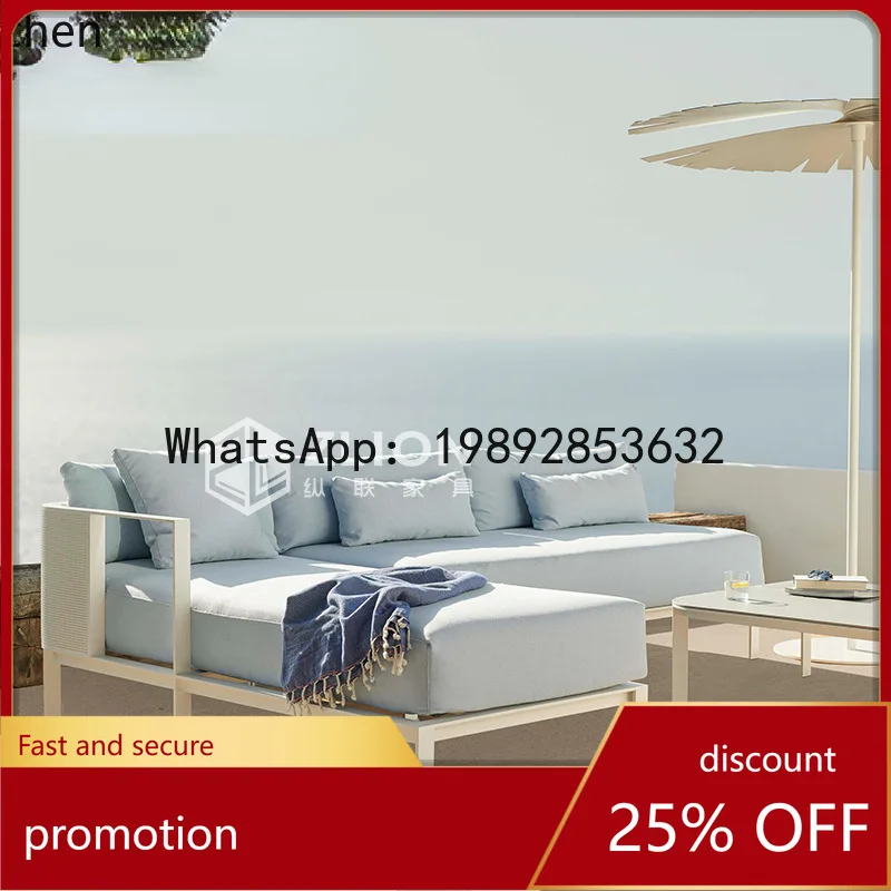 

YFY Outdoor Sofa Courtyard Garden Stainless Steel Table and Chair Corner Open-Air Sofa Chair Recliner Bed Combination Furniture