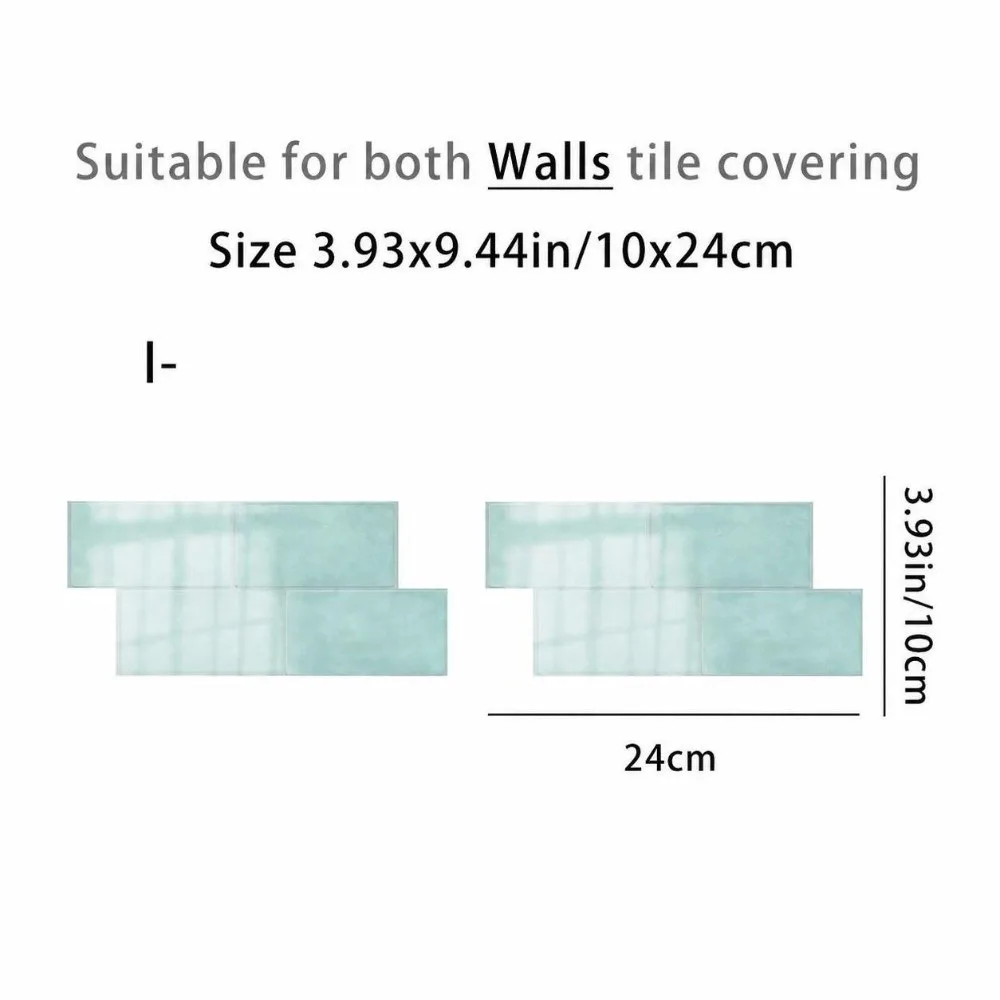 2PCS Self Adhesive Tile Sticker Water Oil Repellent Thick PVC Material Backsplash Film Easy Wipe Clean Multi Color
