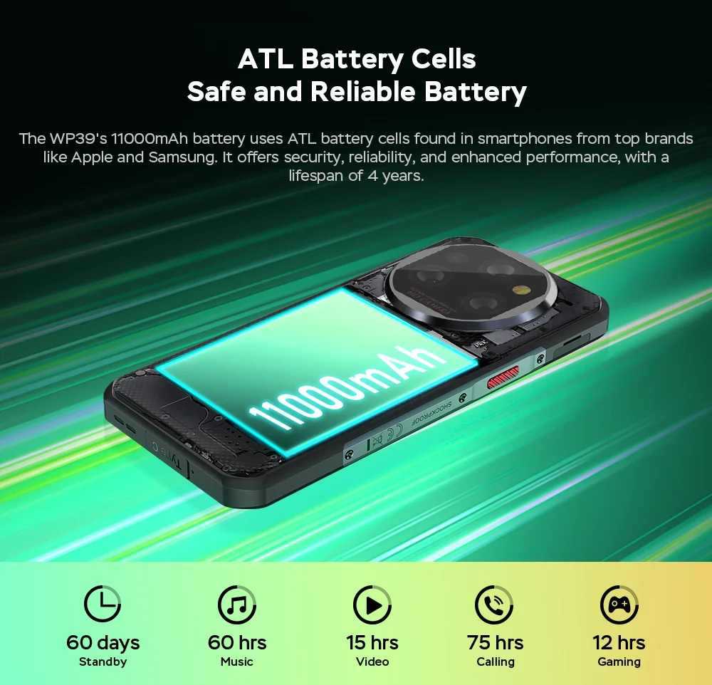 Oukitel WP39 5G Rugged Phone 24GB 256GB 6.6" FHD 64MP 11000mAh Battery, Shockproof Waterproof for Outdoor