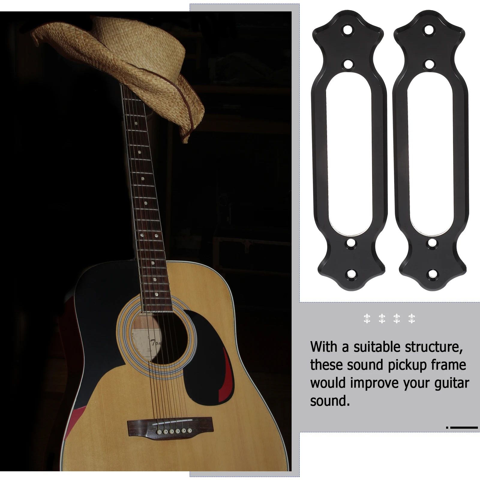 

10 Pcs Sound Pickup Cover Frame Frames Electric Guitar Cassette Pickups Black Plastic