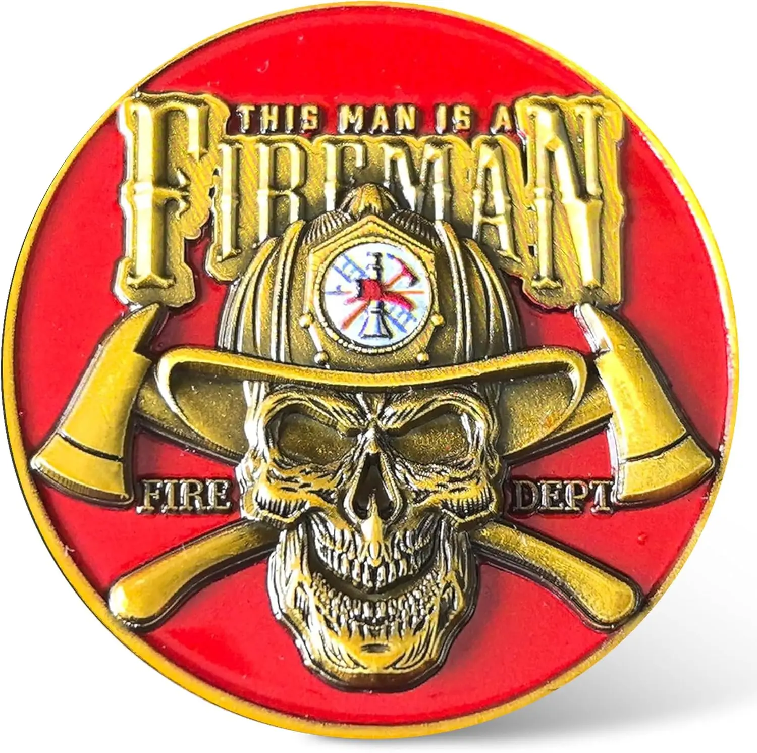 عملة تحدي Firefighter Honor & Bravery - وسام تحية باللونين الأحمر والذهبي مقاس 1.57 بوصة، هدية ملهمة للشجاعة والخدمة #1