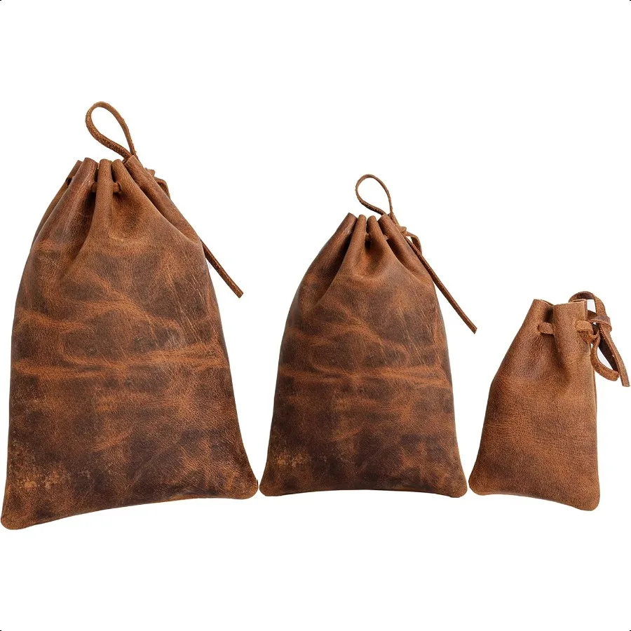 

Leather Drawstring Pouch multipurpose Medieval coin waist bag