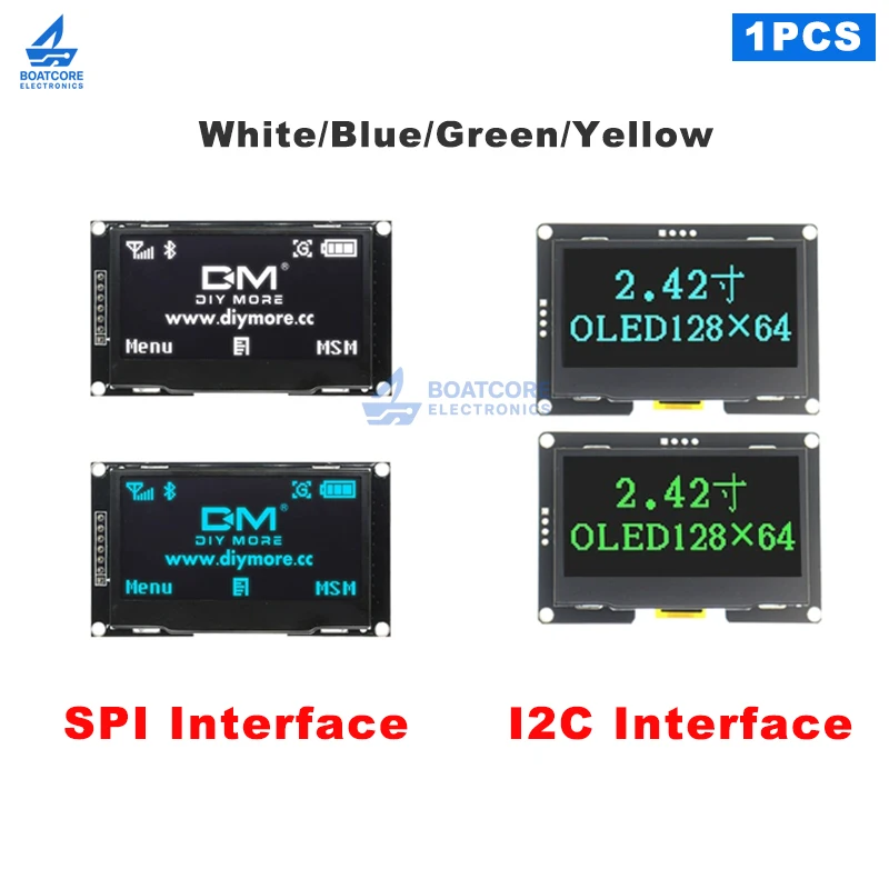 1PCS 2.42 inch 128x64 OLED Display Module SSD1309 HD Screen 7 Pin SPI IIC I2C Serial Interface for Arduino UNO R3