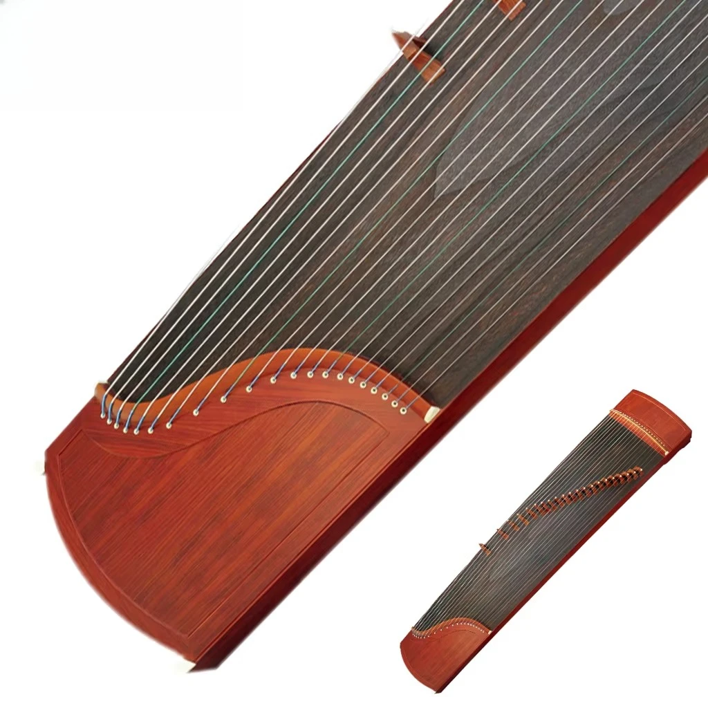 21 Strings Advanced Level Plain Surface Rosy Sandalwood Guzheng Instrument Chinese Zither W/Full Accessories