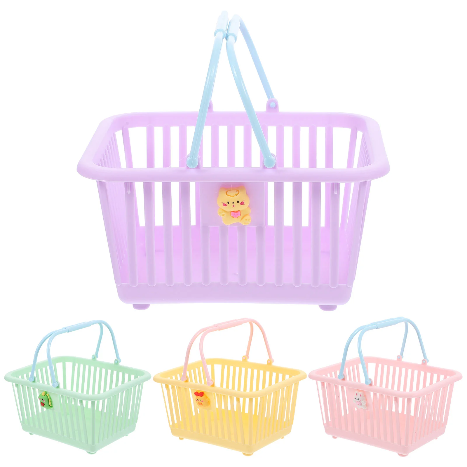 4 Pcs Storage Basket Plastic with Handles Shopping Shower Container Small Sundries Bin Baskets