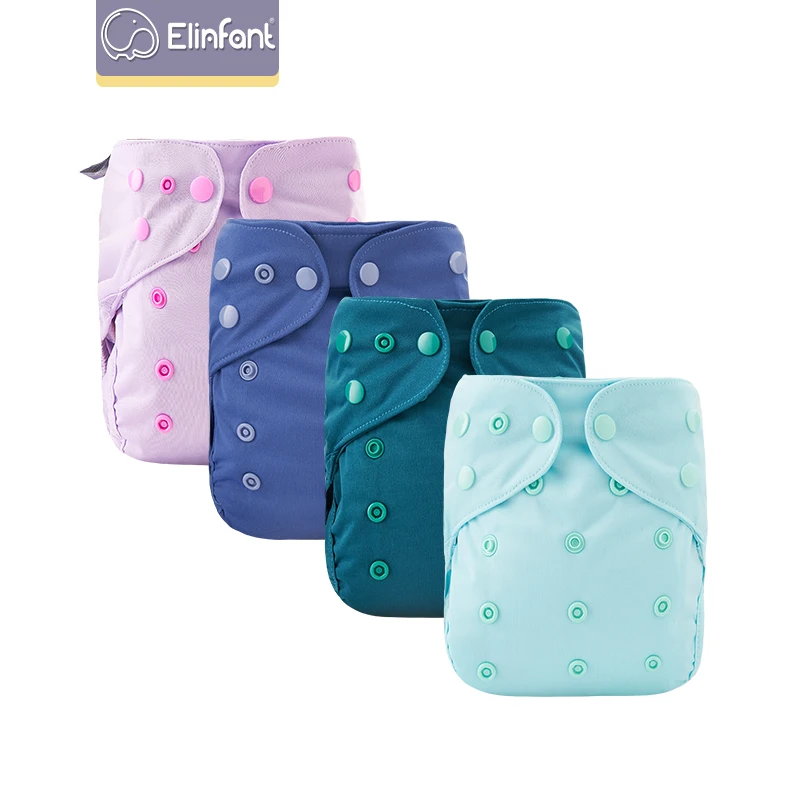 

Elinfant solid color popular waterproof diaper cover washable reusable one size for 3-15kg baby cloth diaper