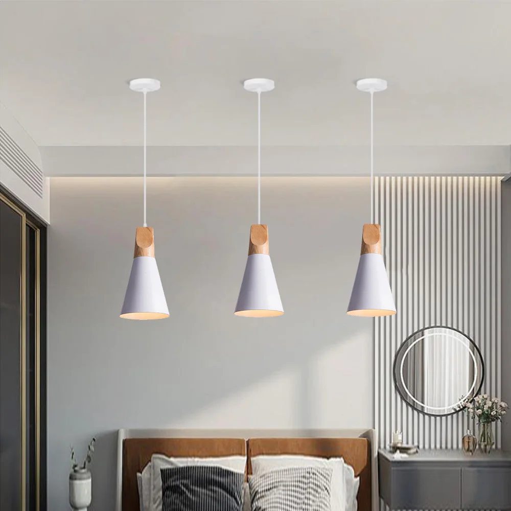 Modern Wood Chandelier Room Decor Lighting for Living Room Lamp for Bedroom Cafe Natural Pendant Light Dining Room Bar Bedside