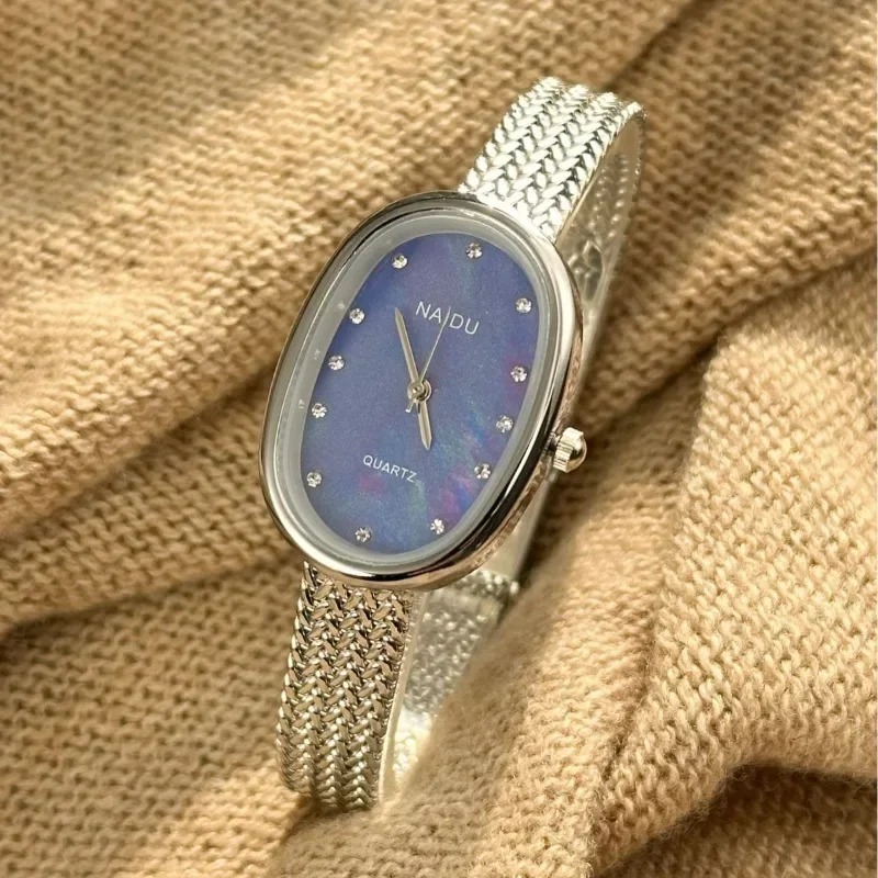 العلامة التجارية الجديدة ساعة كوارتز للنساء هدية فاخرة البيضاوي الهاتفي حجر الراين ساعة قابل للتعديل الفولاذ المقاوم للصدأ حزام ساعات المعصم بالجملة