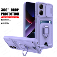 Poko Little X7Pro Case Multifunctional Push Pull Lens Protection Cover For Poco X7 Pro 5G Magnetic Ring Card Slot Holder Coque