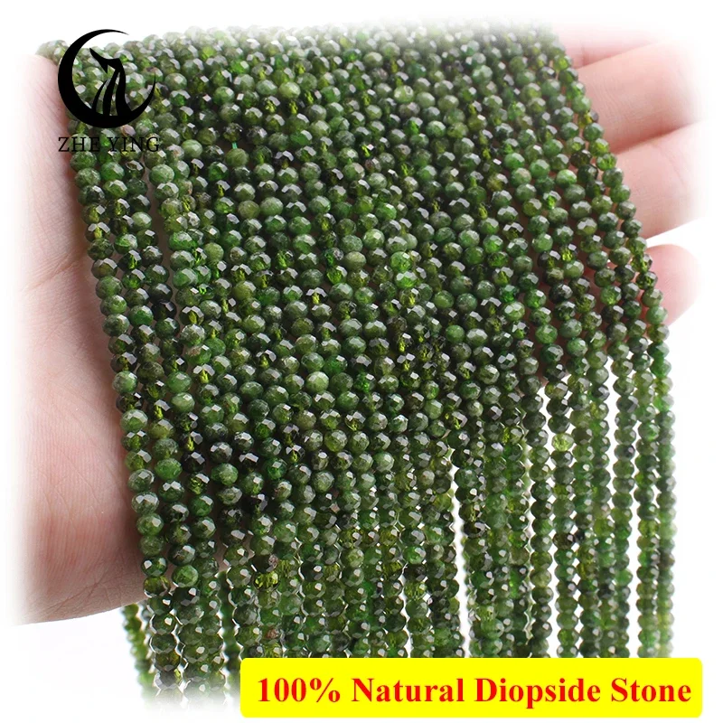 Zhe Ying 100% Natural Diopside Beads Loose Faceted Gemstone Beads for Jewelry Making Braclet Necklace Diy Accessories