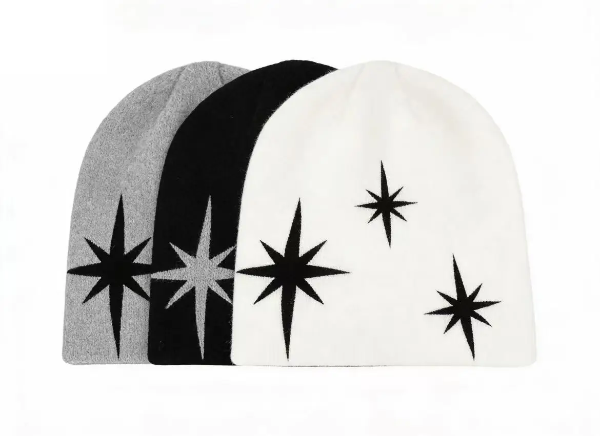 1 Piece of Star-Shaped Warm Knitted Hat, Couple Style, Casual and Versatile