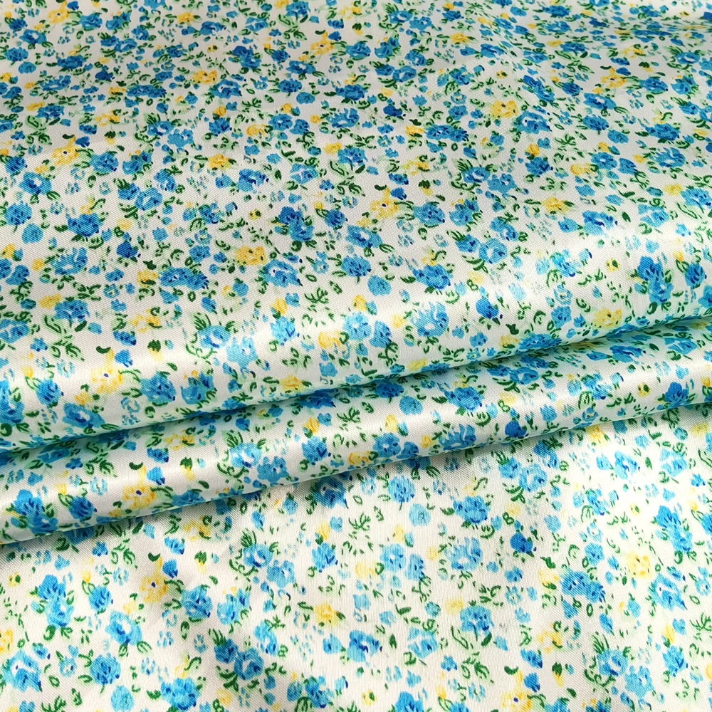 1 meter X 1.48 meter Little Floral Satin Fabric Lining Scarf Material Silky Charmeuse