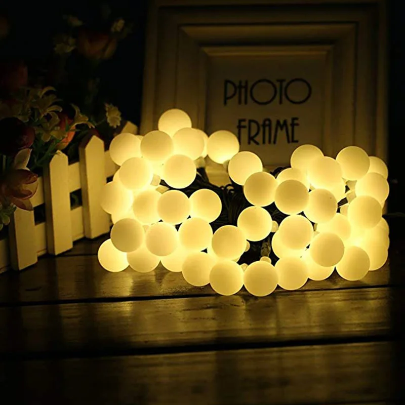 New Solar String Lights White Ball Waterproof String Fairy Christmas Tree Light Party Wedding New Year Decoration Garland