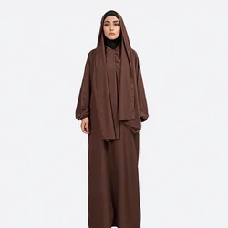 New Hijab And Abaya Dress One Set Ramadan Khimar Abaya Dubai Saudi Arabia Turkey Islam Muslim Modest Dress Prayer Clothes Women