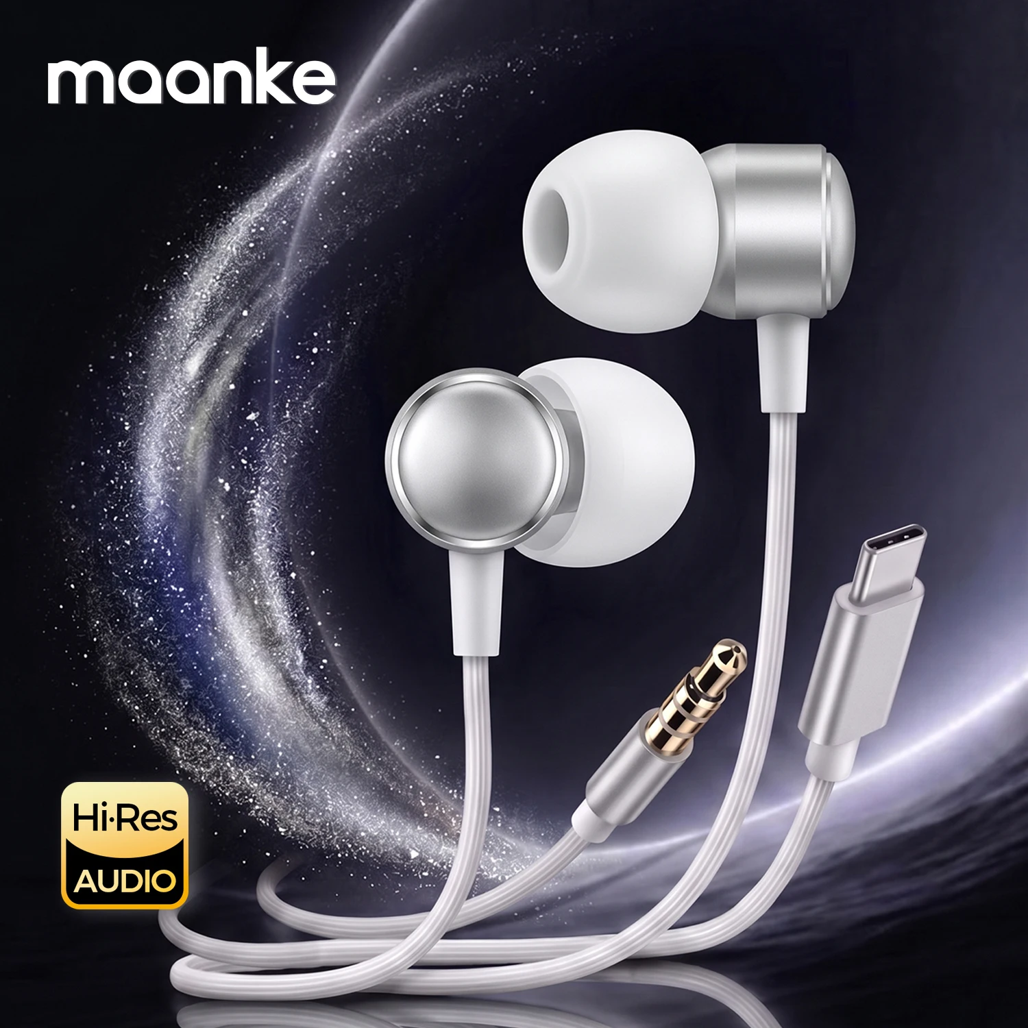 Type C Wired Earphones 9D HiFi Stereo Bass Headphone In-Ear 3.5mm Jack Headset with MIC for Xiaomi Samsung S26 iPhone 17 Earbuds