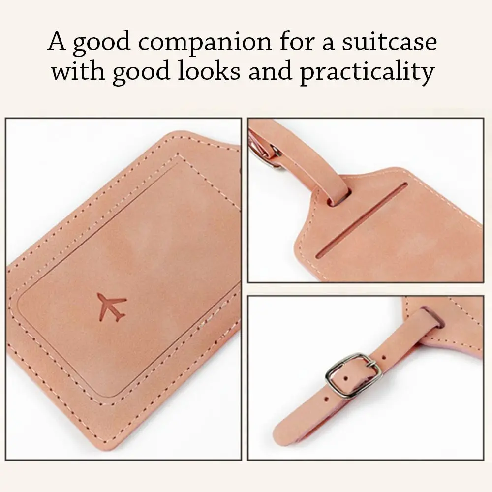 Fashion Leather Luggage Tag with Signature Paper Travel Baggage Label Universal Portable Travel Accessories Men Women