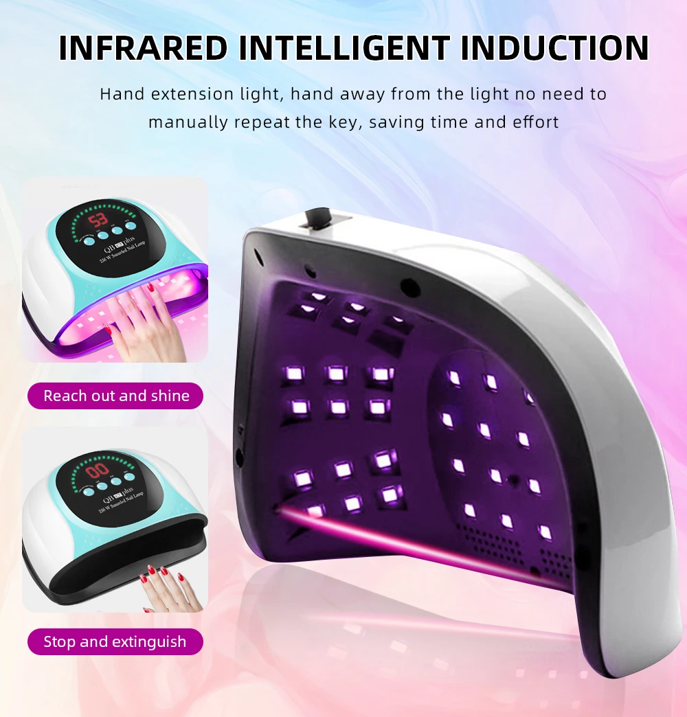 256W UV LED Nail Lamp 57 LEDs Professionals Nail Dryer for Curing All Nail Gel Manicure Lamp with Motion Sensor Nail Salon Use