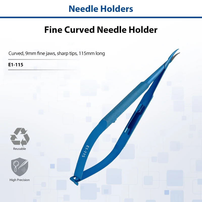 Fine Curved Needle Holder Titanium Alloy Autoclavable Micro Surgical Suture Holding Forceps Instrument