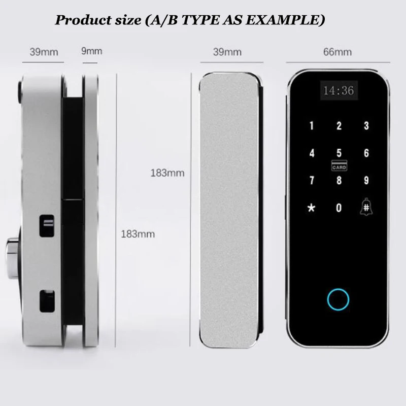 

Sliding Glass OR wooden Door Lock Biometric Fingerprint Electronic Lock Optional Wifi Tuya Smart Lock Remote Control Lock