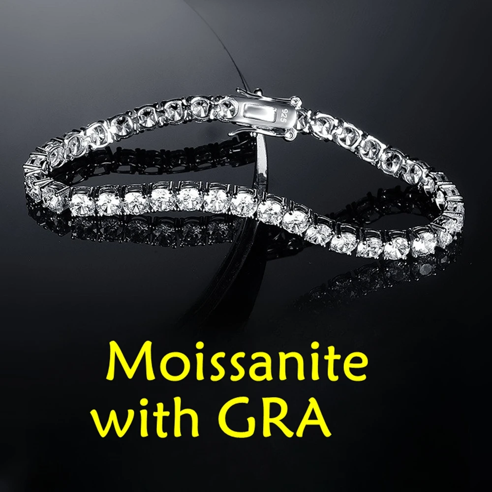 Factory Price 3-6.5MM S925 Sterling Silver D Color VVS1 Moissanite Tennis Bracelet with GRA Bracelets for Women Man image 3