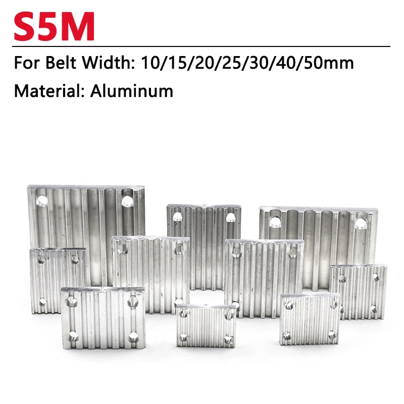 

1pc S5M Open Timing Belt Clamp Tooth Plate Connection Plate For Belt Width 10mm 15mm 20mm 25mm 30mm 40mm 50mm Aluminum Arc Tooth