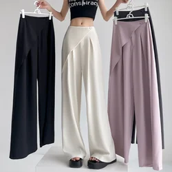 Design Sytle Two-piece Suit Wide Leg Pants Women Fashion High-waist Straight Trouser Female High Qualty Baggy Streetwear Pants