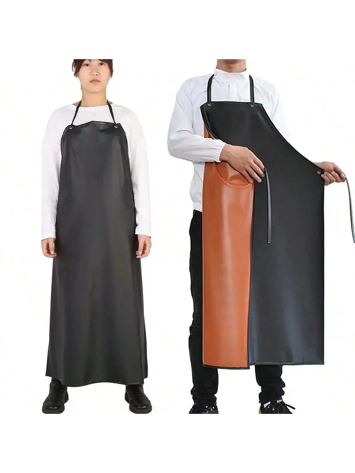 1pc Thickened Apron with Soft Skin for Slaughterhouse Kitchen Labor Protection Apron Black PVC Waterproof and Oil Resistant