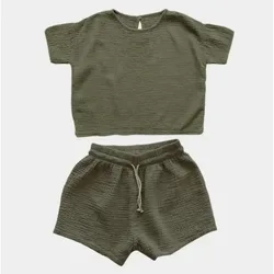 Fashion Children Girls Set Muslin Shirt and Shorts Set for Kids Girls Casual Loose Shorts Sets Summer Clothes