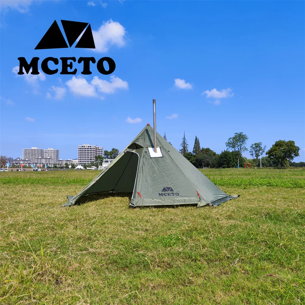 3 Person Lightweight Tipi Hot Tent with Fire Retardant Flue Pipes Window Teepee Tents for Family Team Outdoor Backpacking