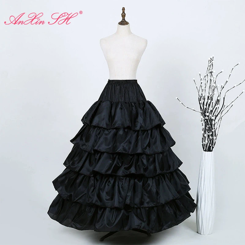 AnXin SH Wedding Dress black ruffles petticoat Brace Various Enlarge bustle underskirt Adjustable Dress bride white pannier