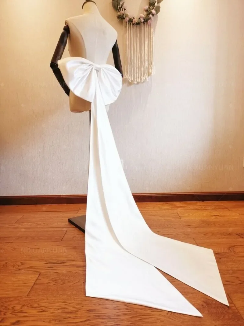 Vestido de novia con lazo de satén grande, vestidos de novia extraíbles, nudos de satén, bricolaje, venta al por mayor