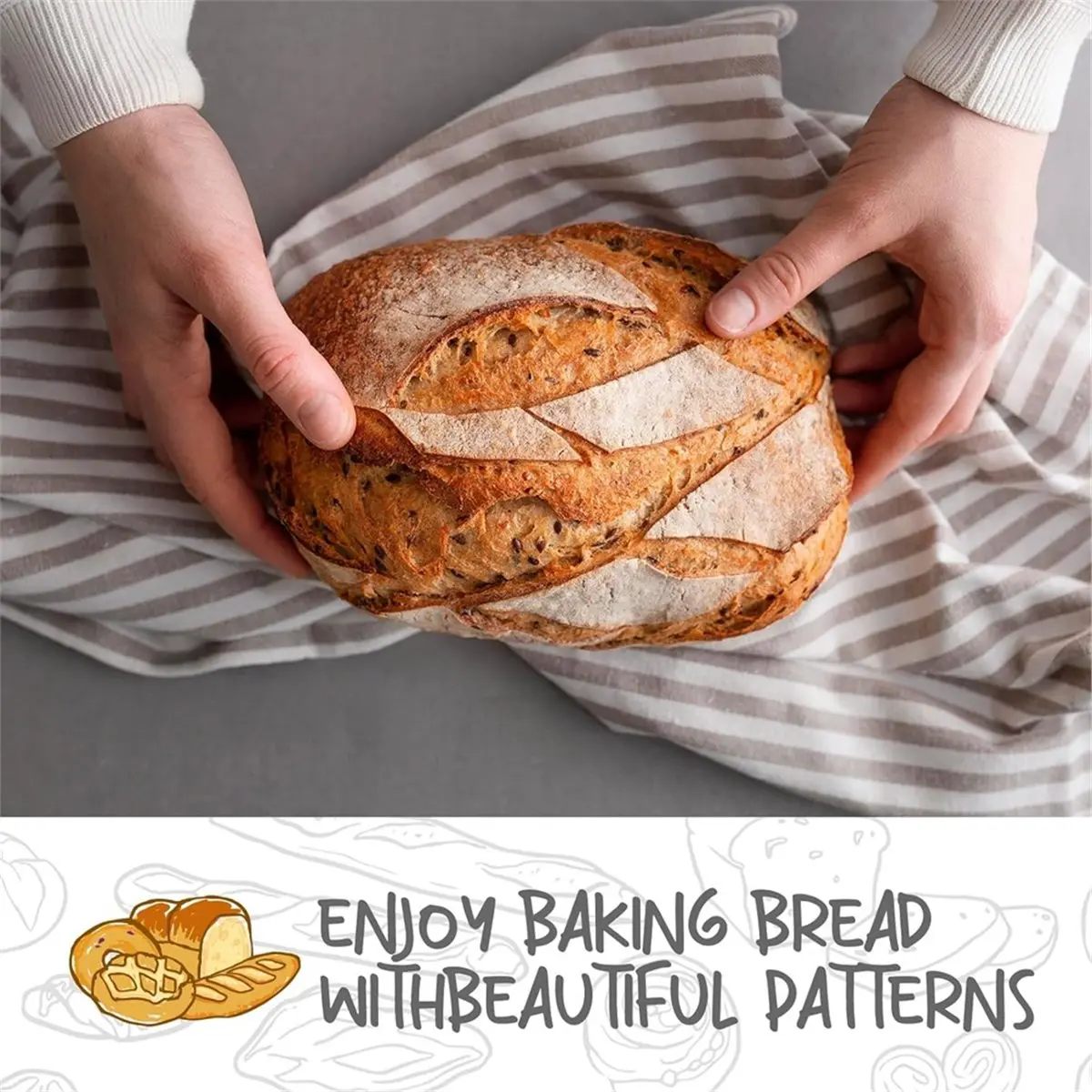 Bread Proofing Baskets 10 in Oval Shaped Dough Proofing Bowls W/Liners Perfect for Professional & Home Sourdough Bread