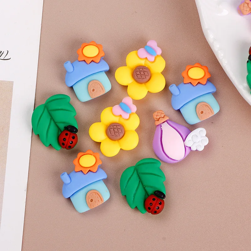 Cute Resin Buttons For Baby Clothes 10Pcs Cartoon House Rainbow Novel Child Kids Accessories Handmade Craft DIY Sewing Material