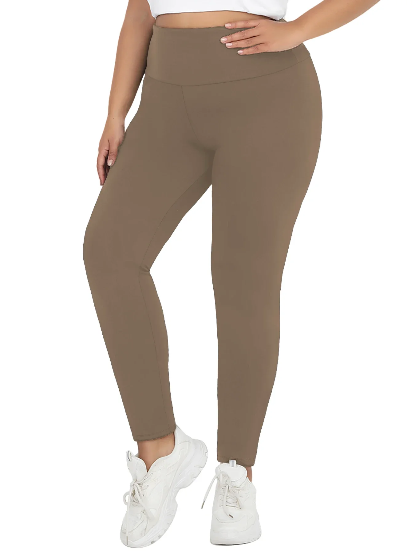 Übergrößen-Leggings mit superweichem Fleecefutter für Damen, Thermo-Warmhosen für Workout, Yoga und Laufen im kalten Winter. – Detail 12
